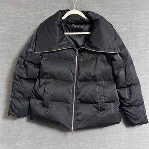 Talbots Coat S Black Down Puffer Jacket Classic Warm Fall Winter Ski Travel Work